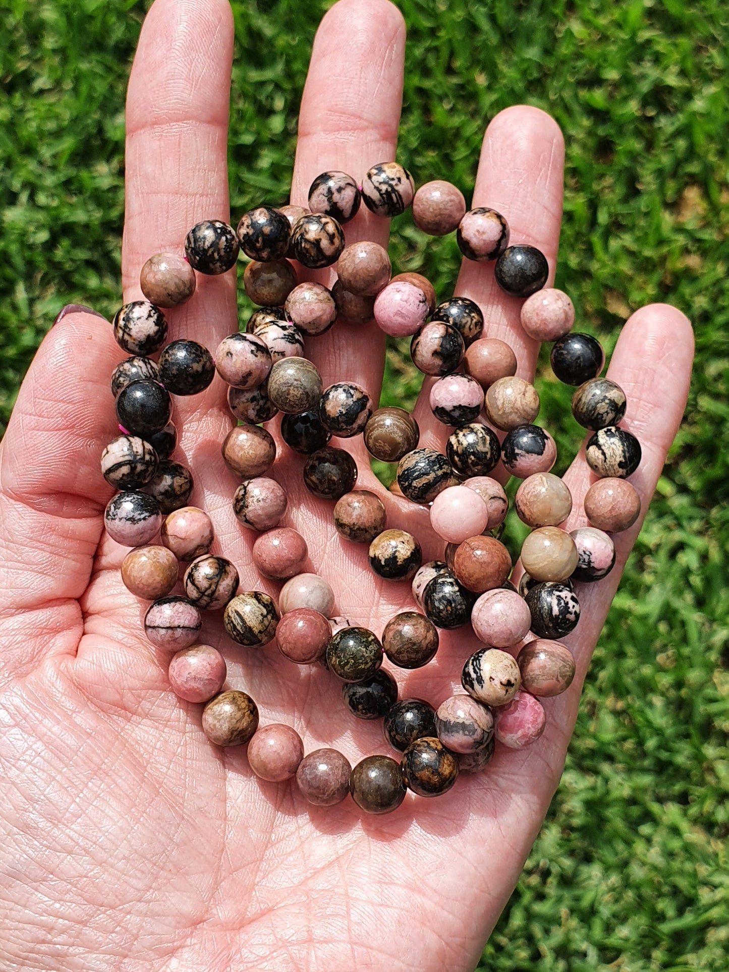 Rhodonite 8mm bead bracelet