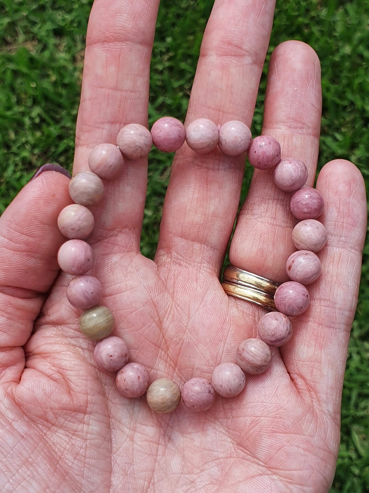Pink Rhodonite 8mm bead bracelet
