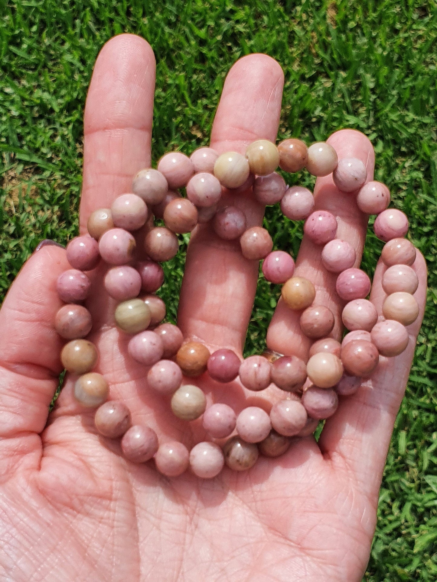 Pink Rhodonite 8mm bead bracelet