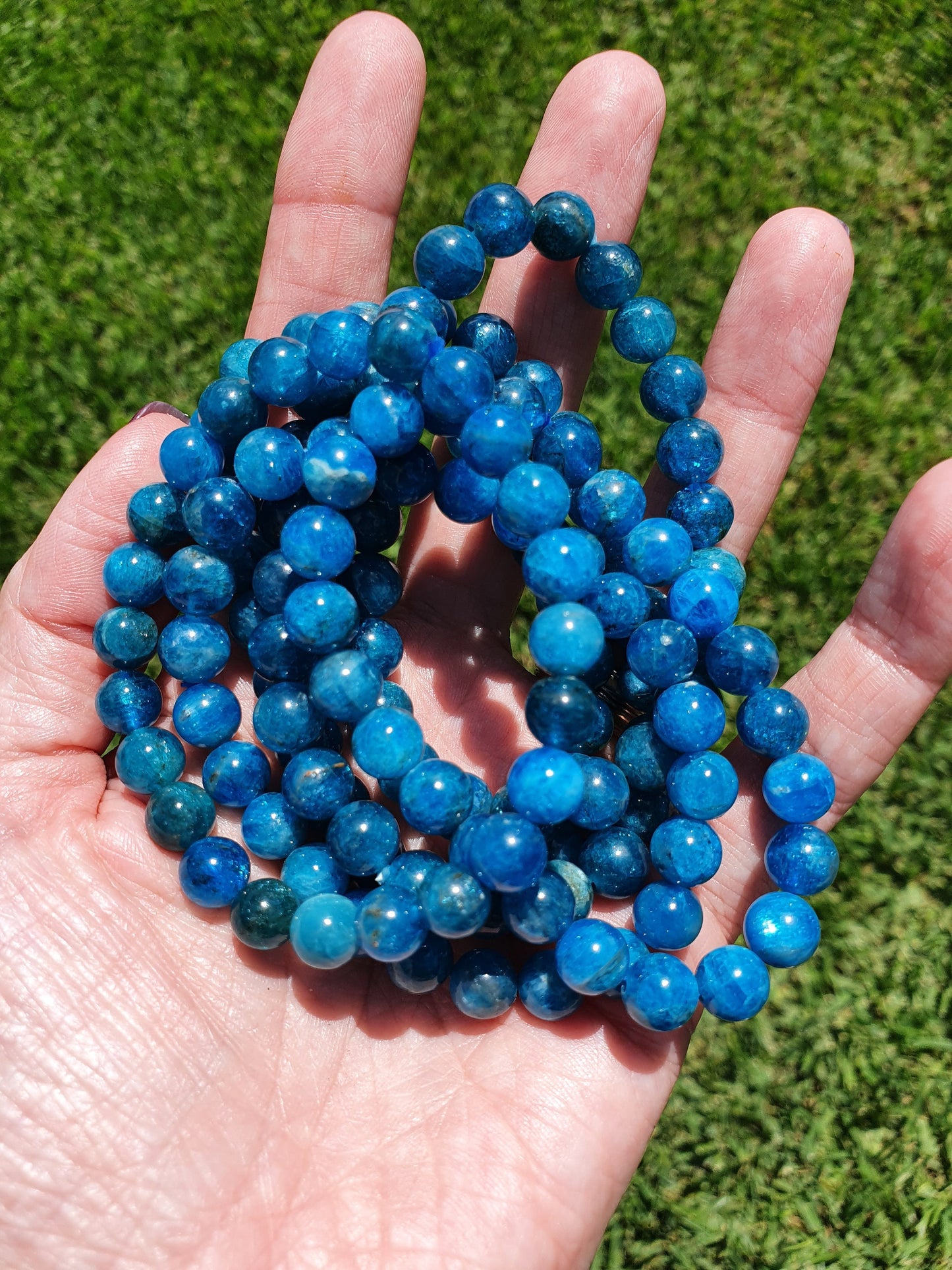 Blue Apatite 8mm bead bracelet