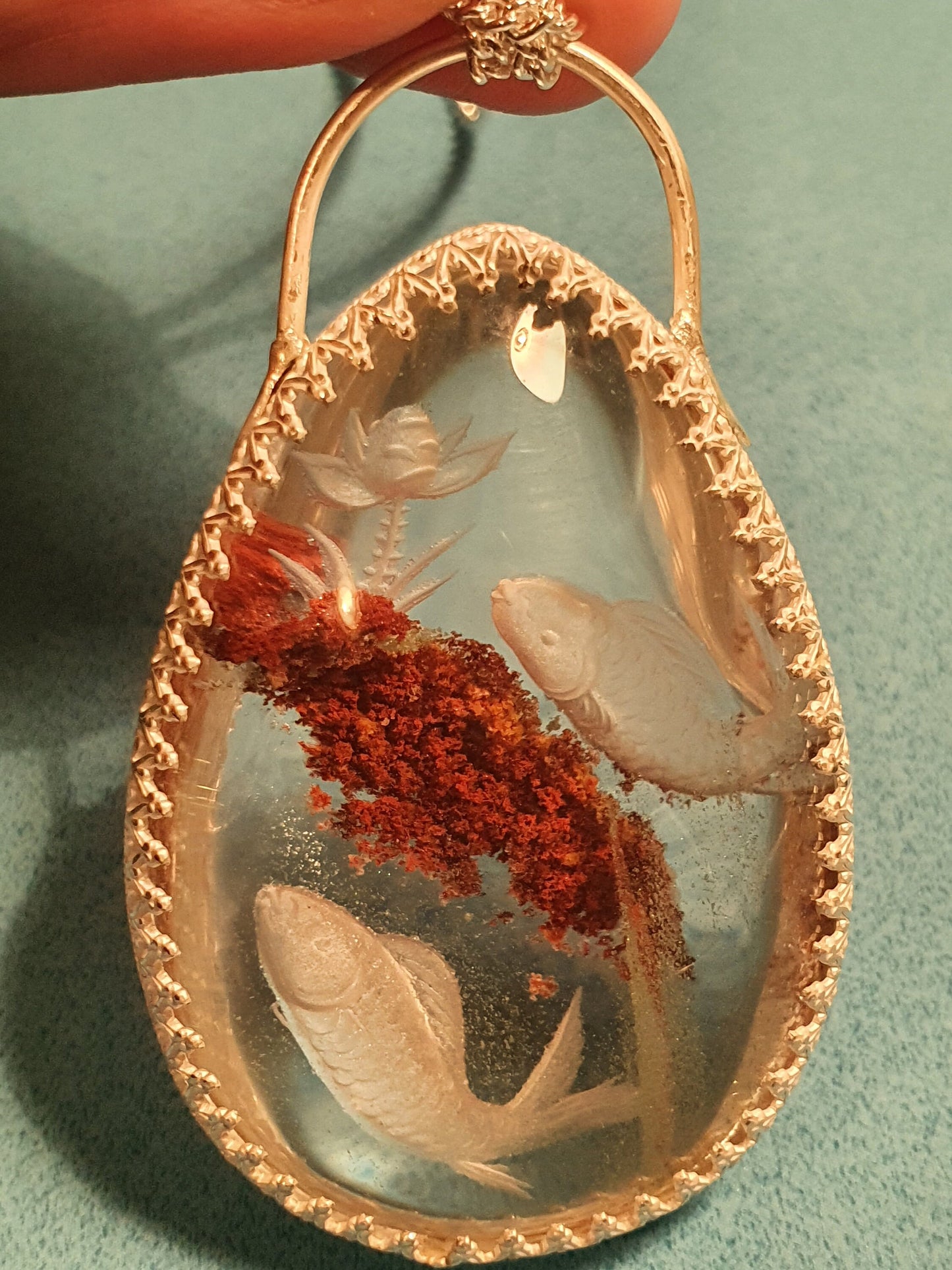 Lodolite carved pendant