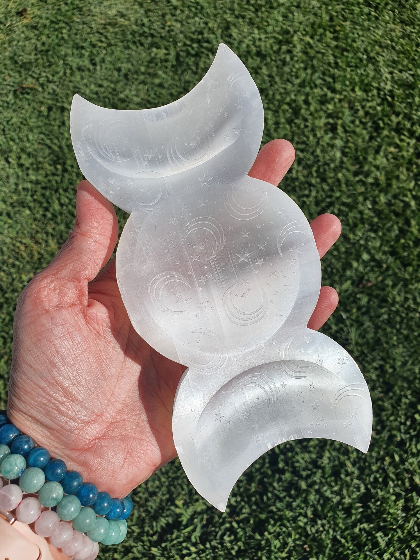 Selenite star and moon dish