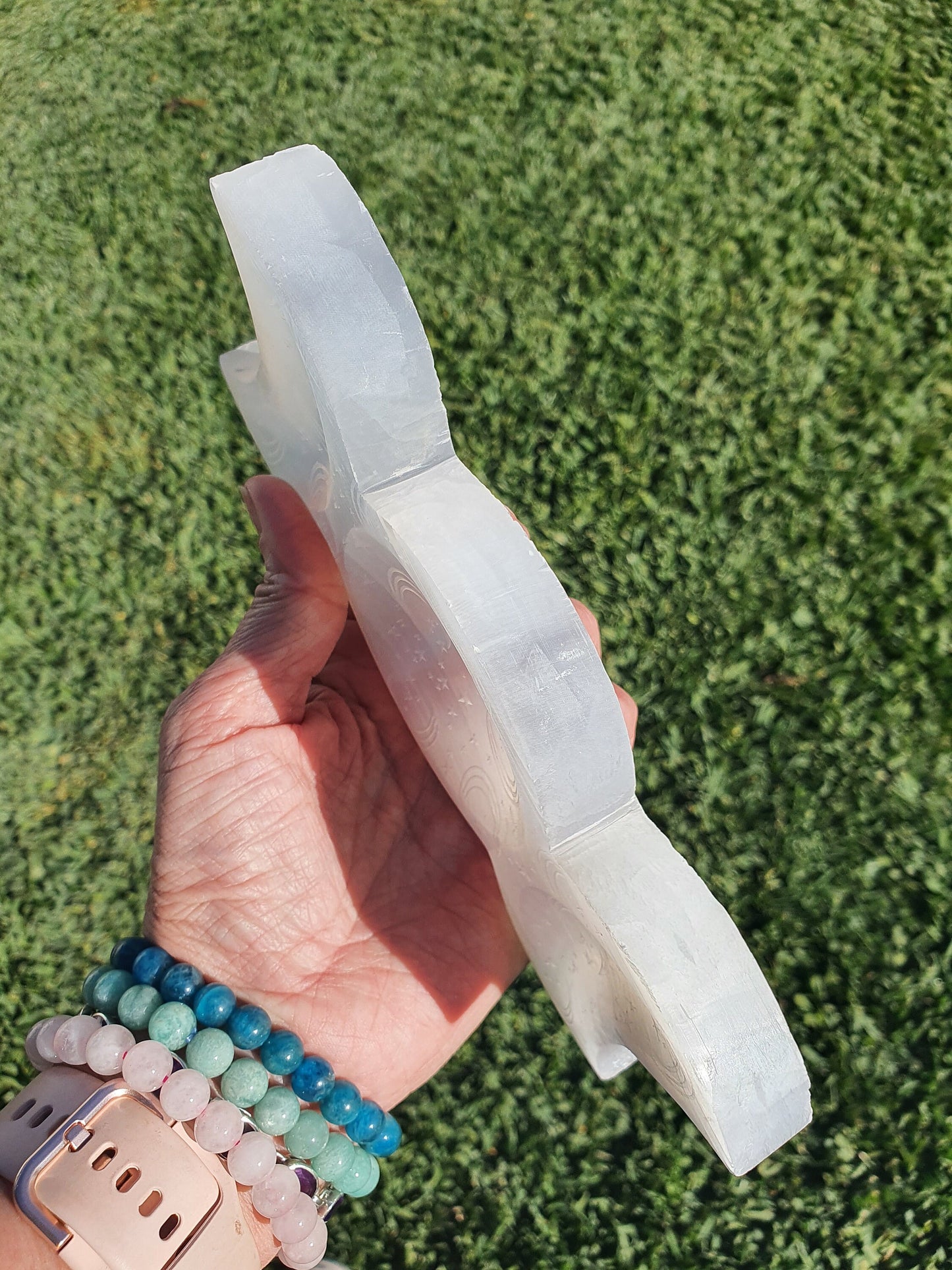 Selenite star and moon dish
