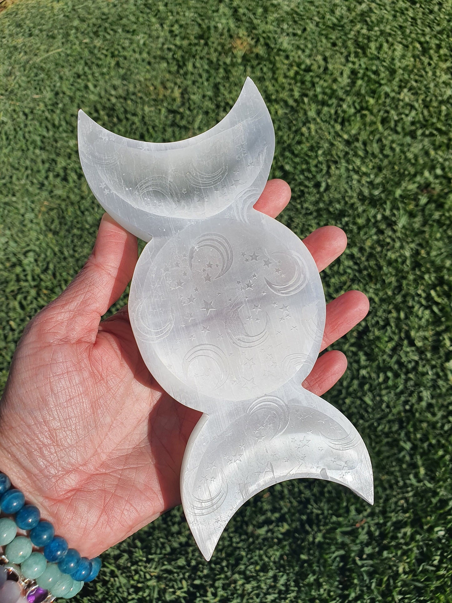 Selenite star and moon dish