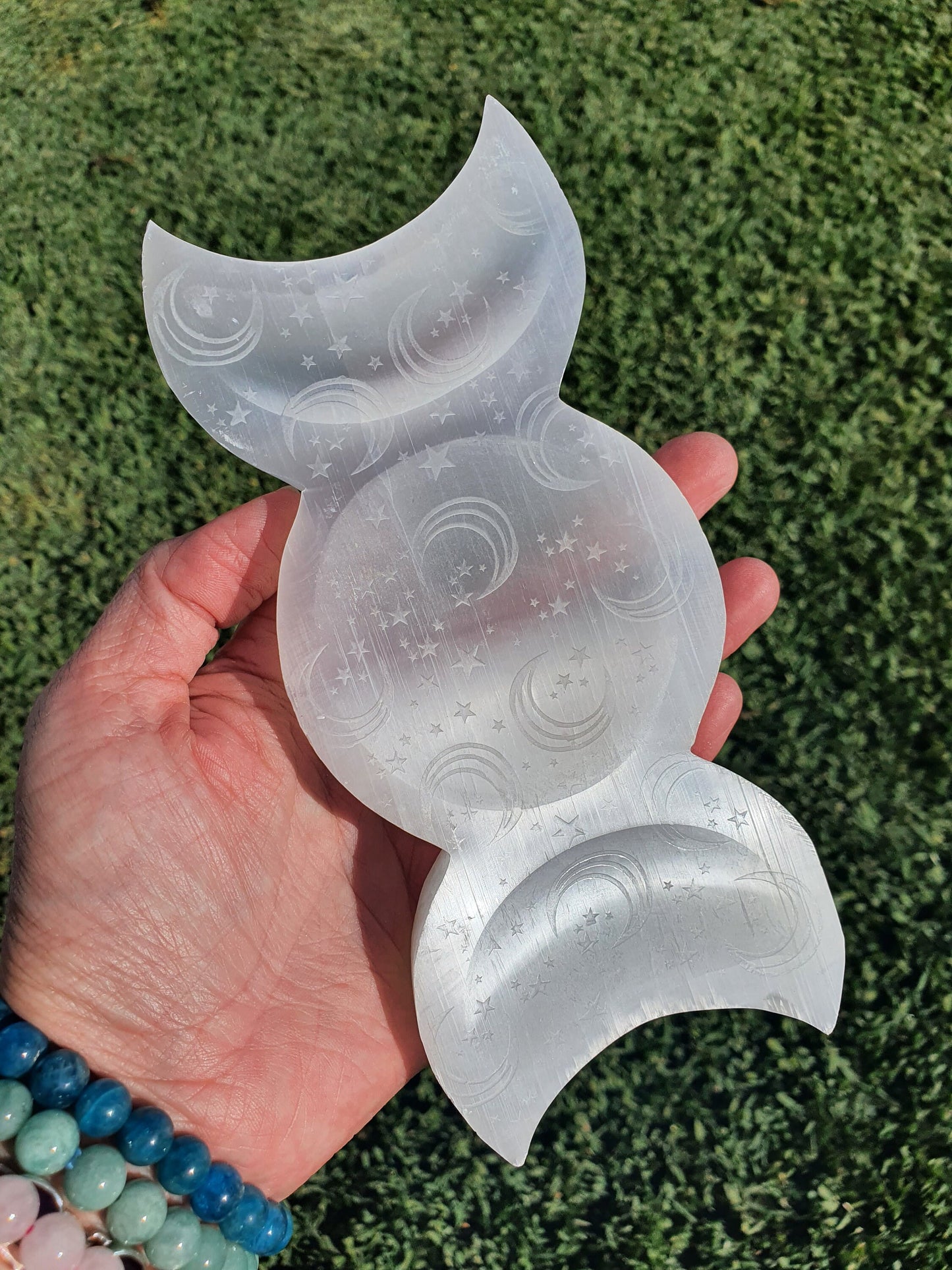 Selenite star and moon dish