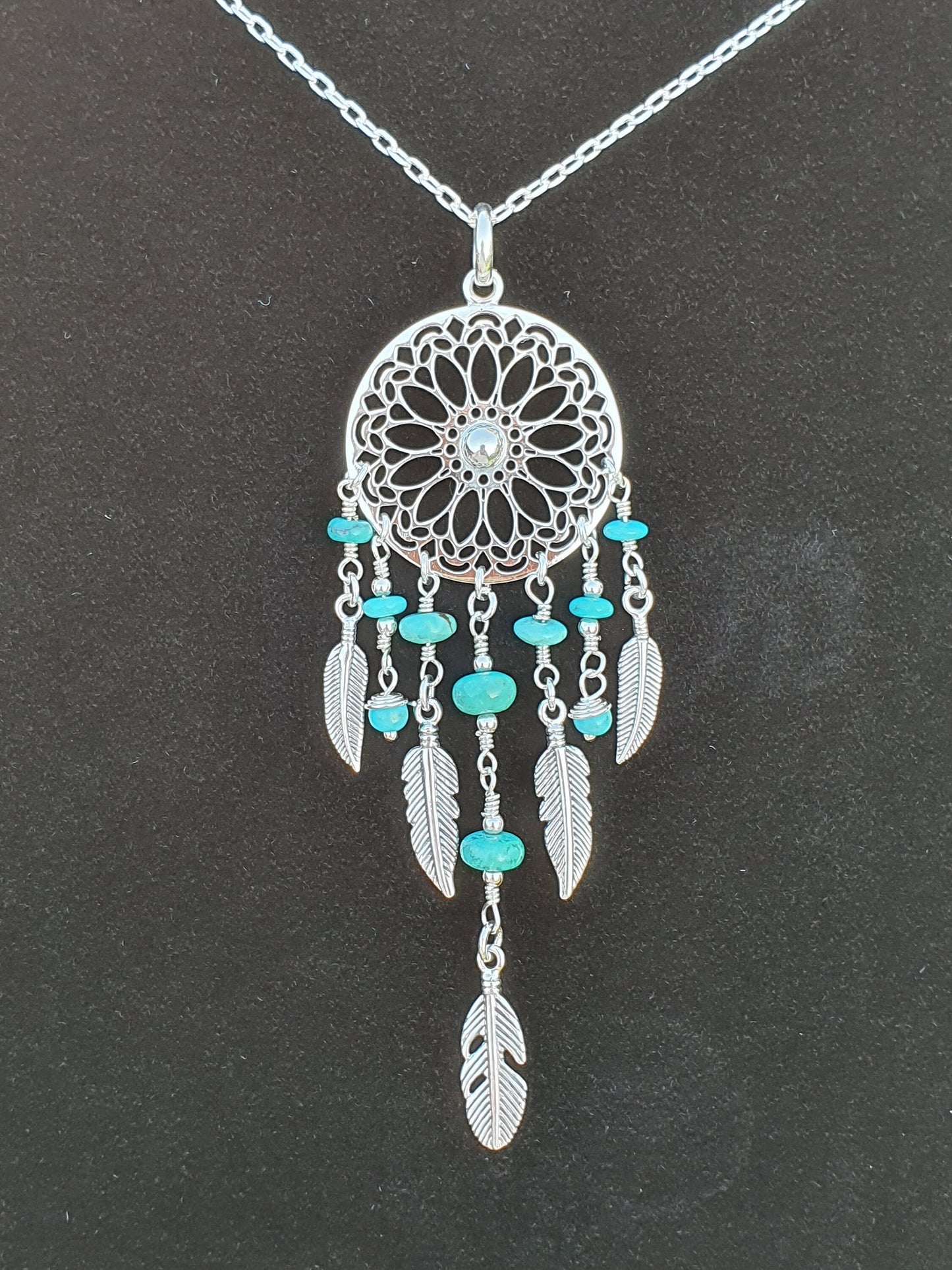 Turquoise dream catcher pendant