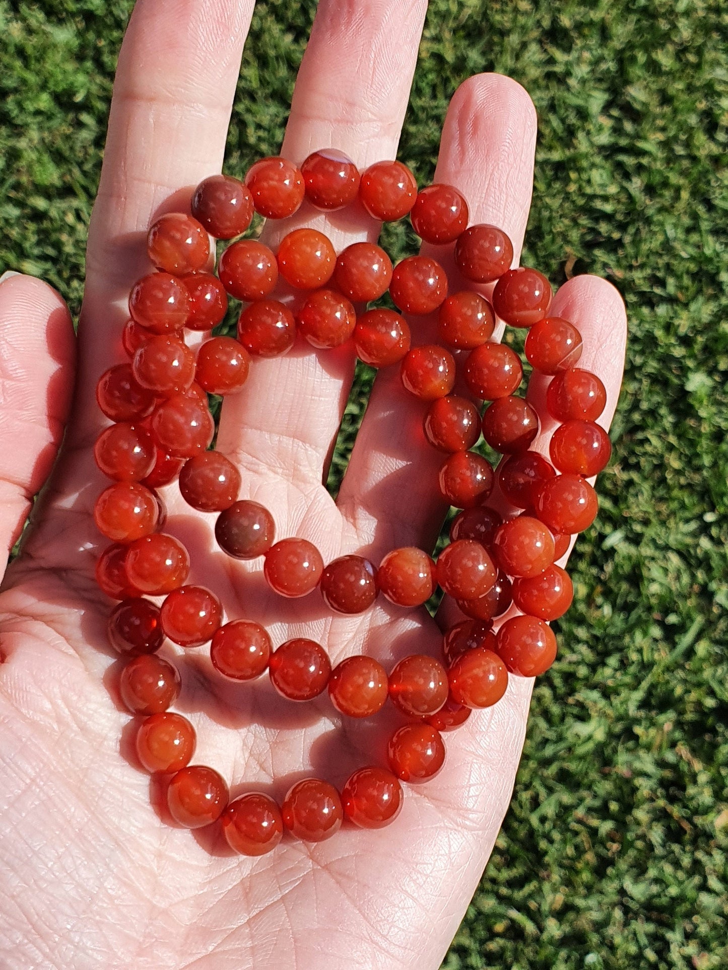 Carnelian 8mm bead bracelet