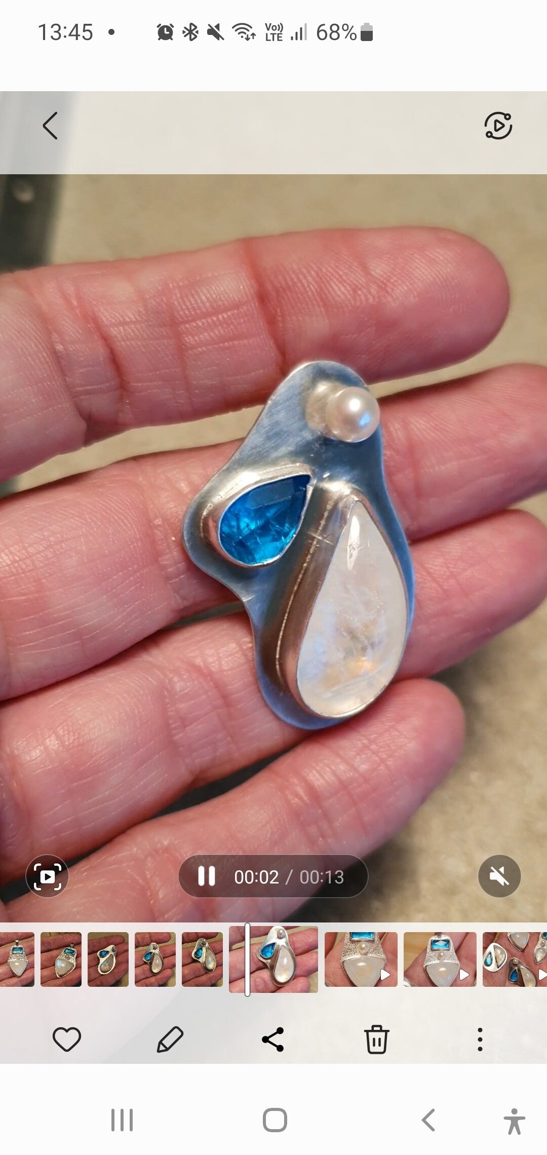 Moonstone, Apatite & Pearl pendant