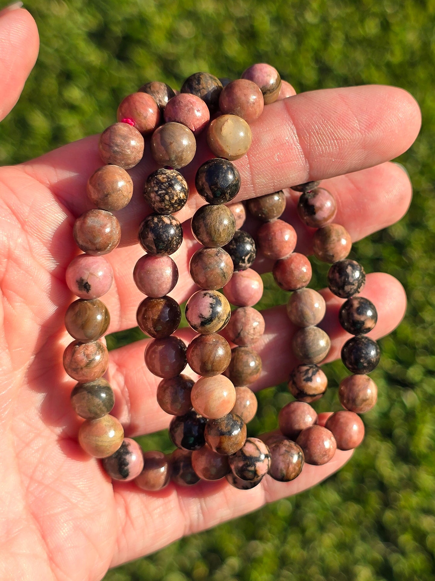 Rhodonite 8mm bead bracelet