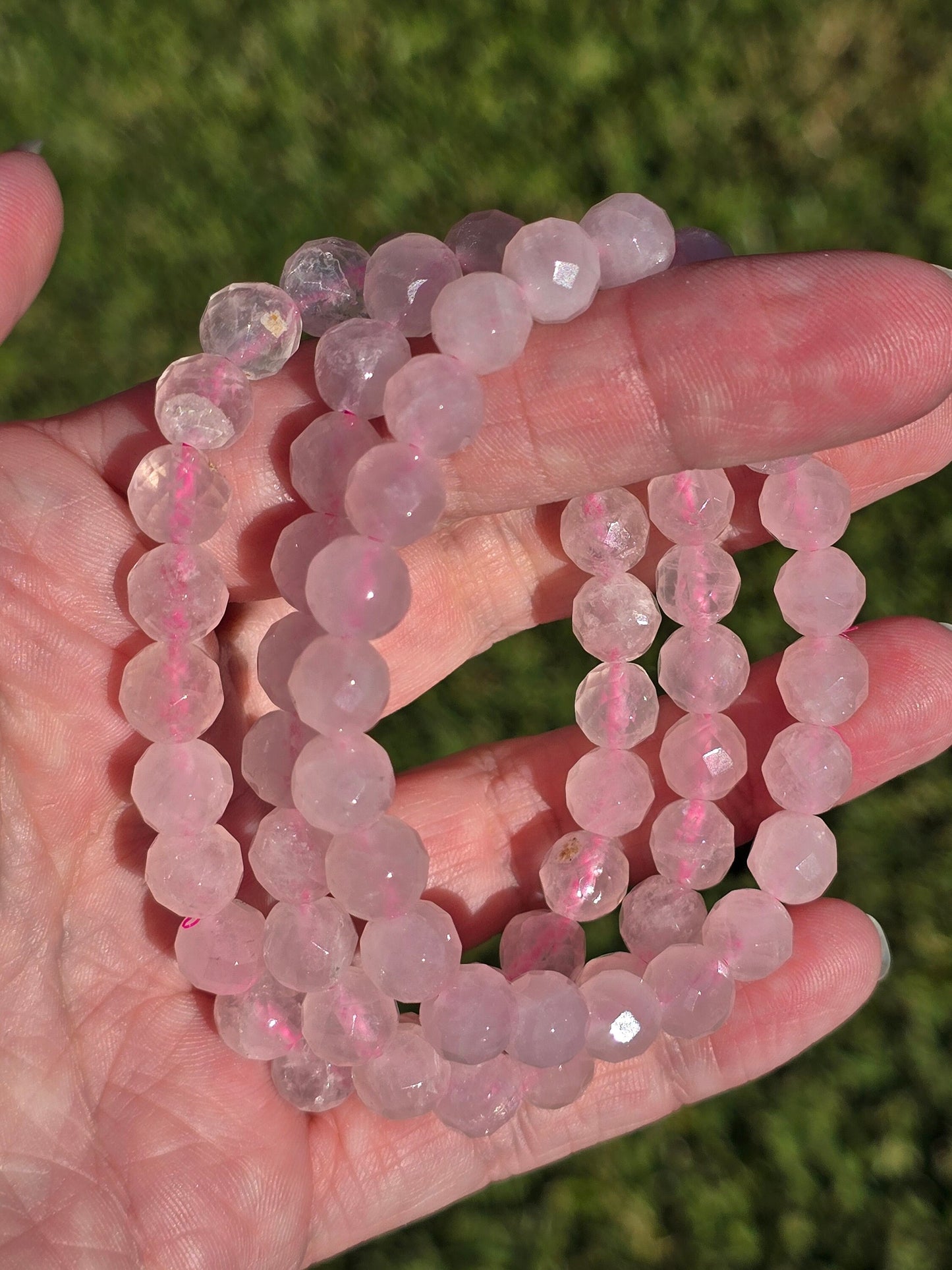 Faceted Rose Quartz 8mm bracelet