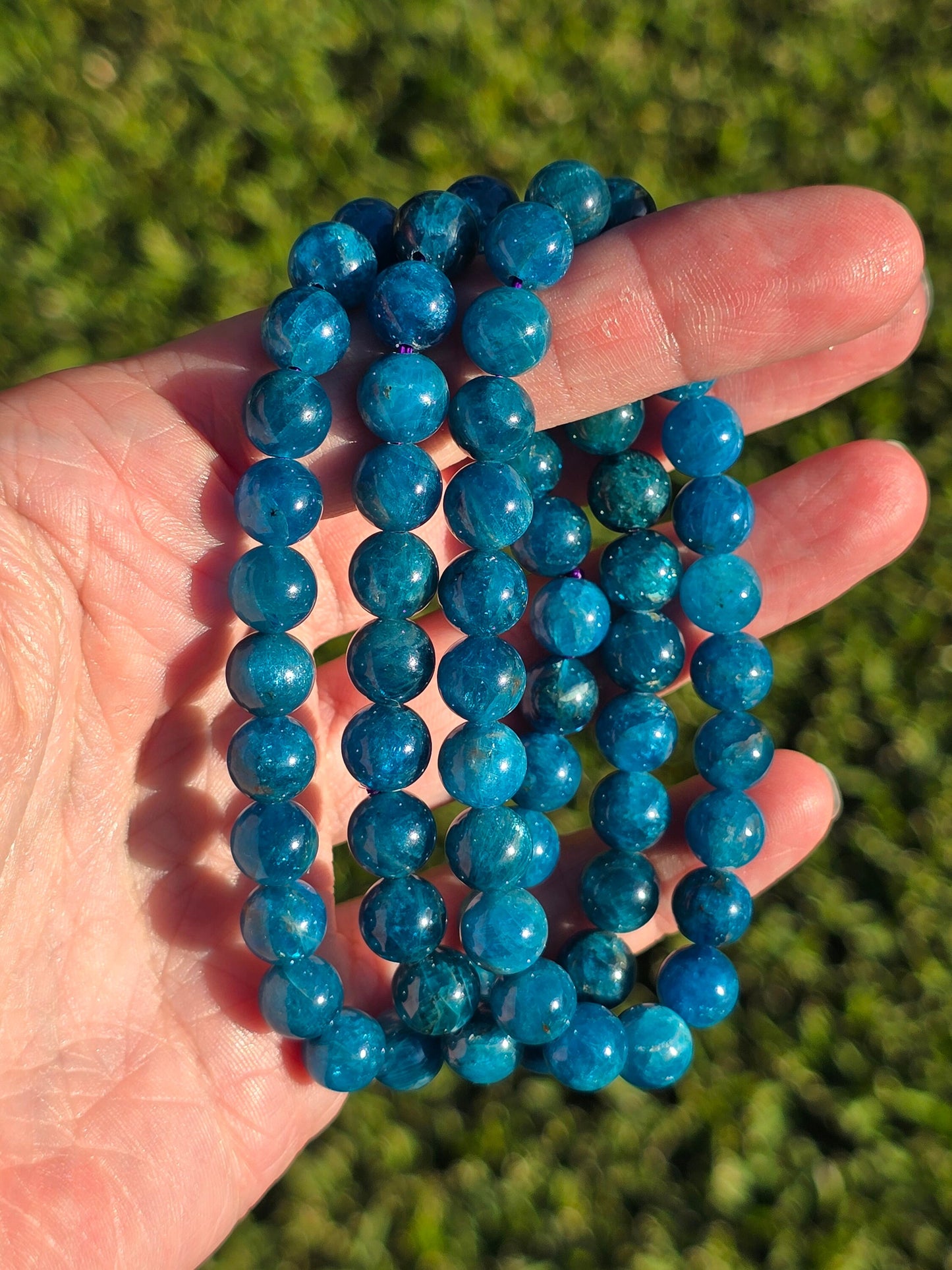 Blue Apatite 8mm bead bracelet