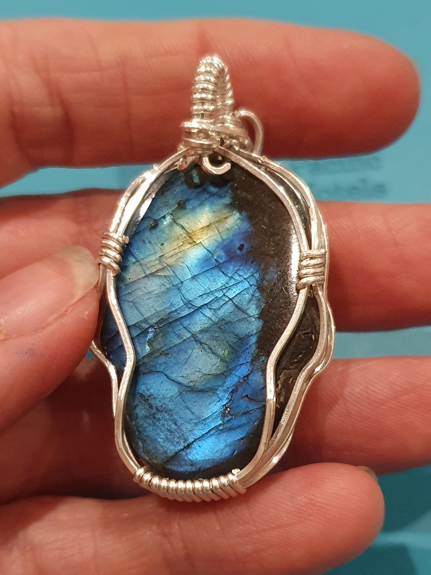 Labradorite skull pendant