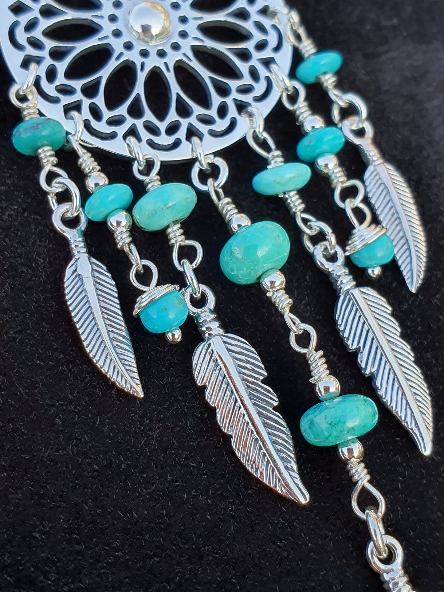 Turquoise dream catcher pendant