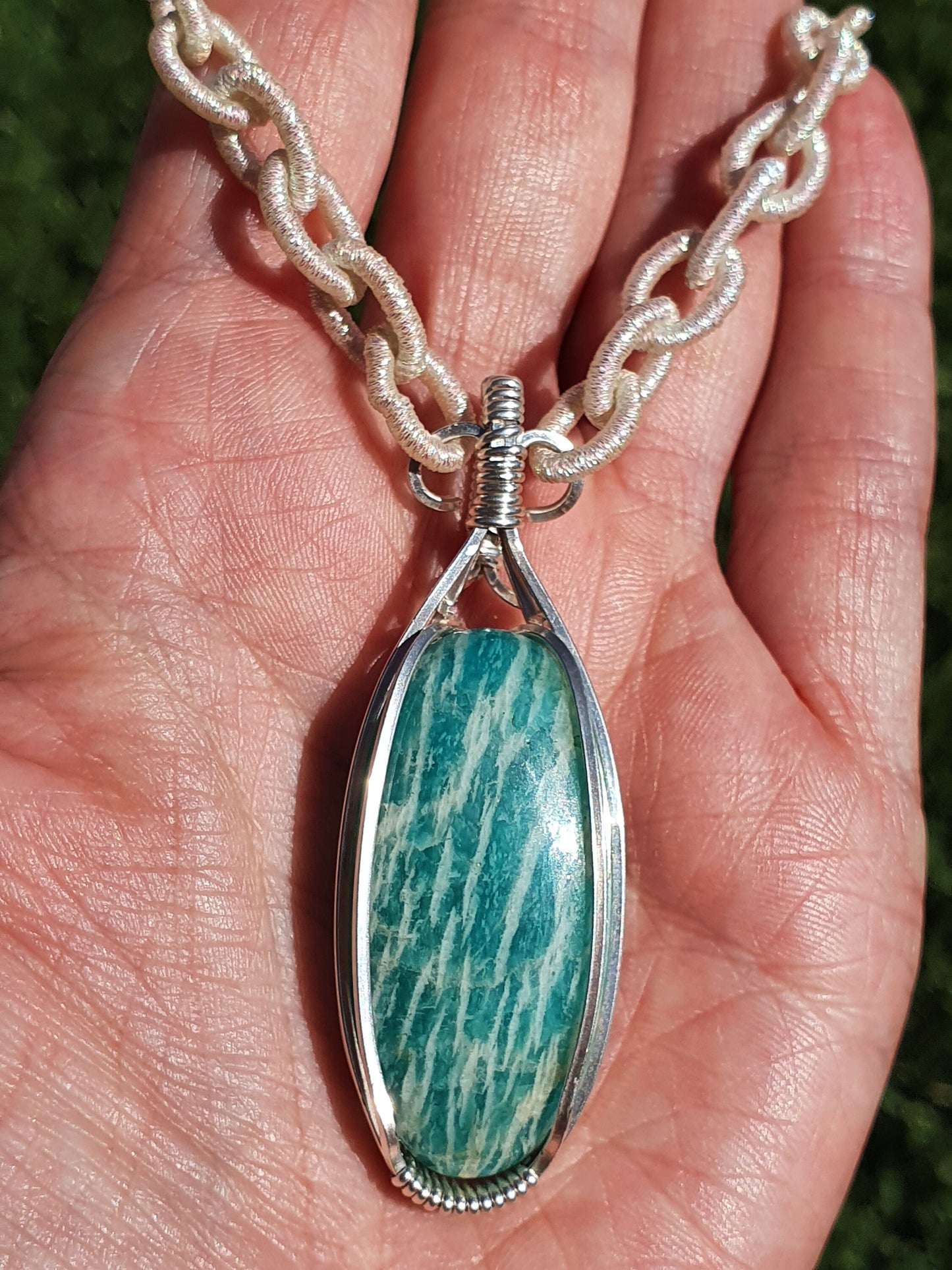 Amazonite silver pendant