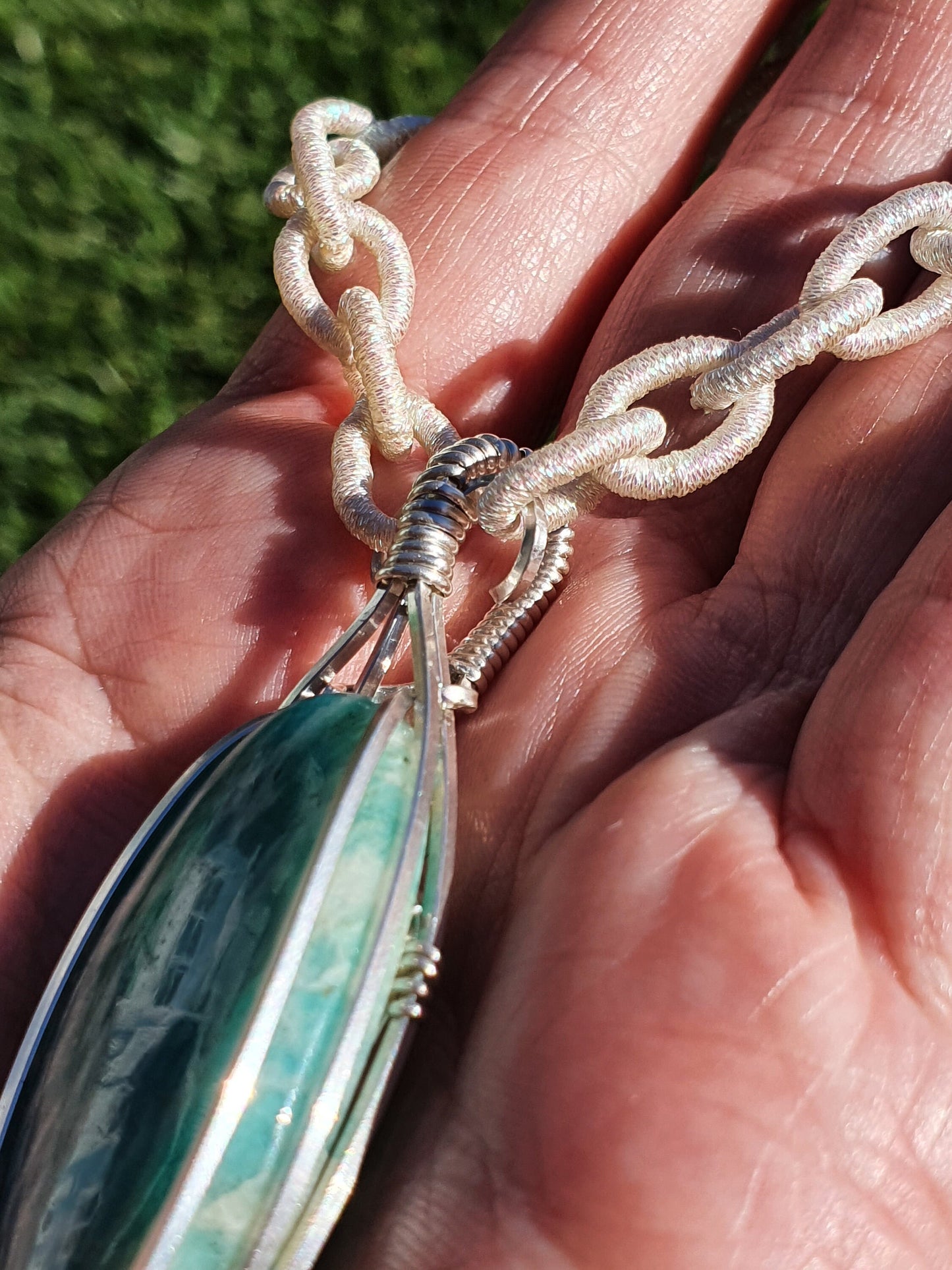 Amazonite silver pendant