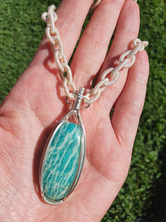 Amazonite silver pendant
