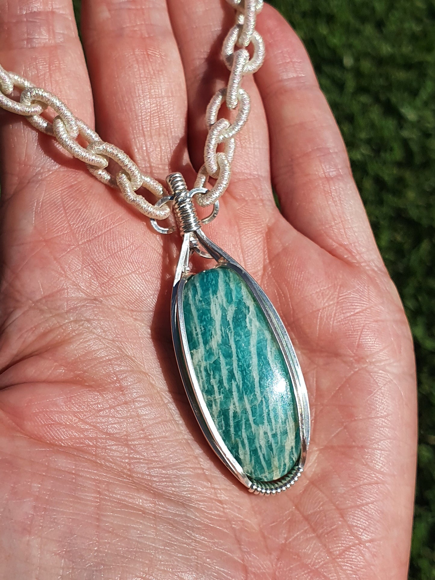 Amazonite silver pendant