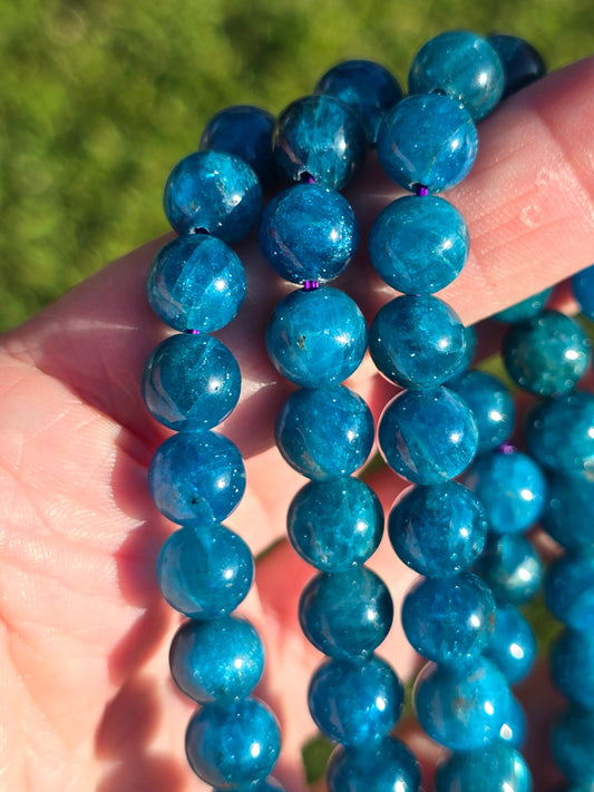 Blue Apatite 8mm bead bracelet