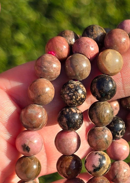 Rhodonite 8mm bead bracelet